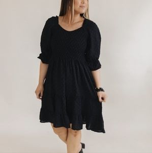 Swiss polka dot smocked peasant dress